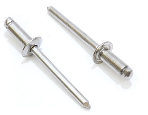 Rivets, Stainless Steel 1/8" x 1/8" Inch (100 Pack), Gap (0.06-0.12)", Blind Rivets by Bolt Dropper, (4-2)