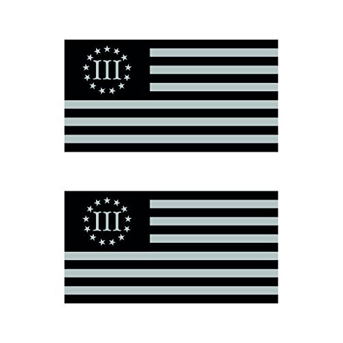 Two Pack Subdued 3 Percenter Nyberg Flag Stickers FA Graphix Vinyl Decal III 3% 3 % molon labe flags