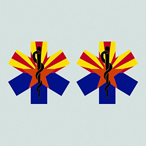 Two Pack Arizona State Shaped EMT Flag Sticker FA Graphix Vinyl Decal Die Cut EMS Paramedic AZ