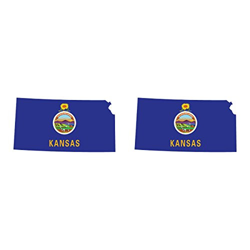 fagraphix Two Pack Kansas State Shaped Flag Sticker Self Adhesive Vinyl Decal KS