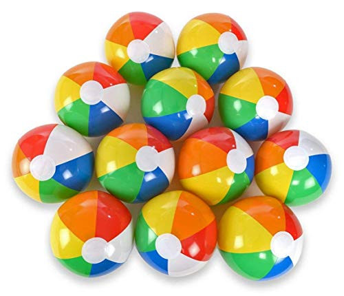 FIVOENDAR Inflatable Beach Ball, 12 Inch Inflatable 6-Color Traditional Beach Balls Pool Party Toys Birthday Favors for Adults and Kids Summer Party Swimming Beach Holiday (12 Pack)