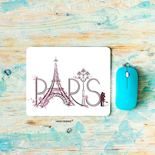 HGOD DESIGNS Gaming Mouse Pad Paris Eiffel Tower,Pink Paris Eiffel Tower Love Design Mousepad Rectangle Non-Slip Rubber Mouse Pads(7.9"X9.5")