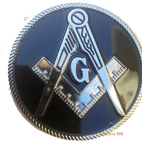 2" Mini Masonic Auto Car Motorcycle stainless steel Emblem Decal For Masons Black Background Color