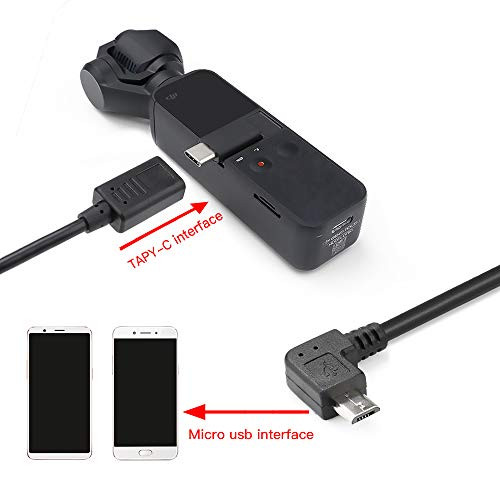 Tineer Type-C/Micro-USB 11.8Inch Data OTG Sync Cord Wire Extension Cable Adaptor for DJI OSMO Pocket Handheld Gimbal Camera Accessory (for Type-C Cable)
