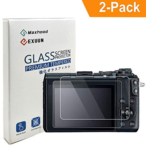 Exuun 2 Pack Canon EOS M6 / EOS M100 Tempered Glass Screen Protector, Optical 9H Hardness 0.3mm Ultra-Thin DSLR Camera Tempered Glass for Canon EOS M6, EOS M100 (2 Pack)
