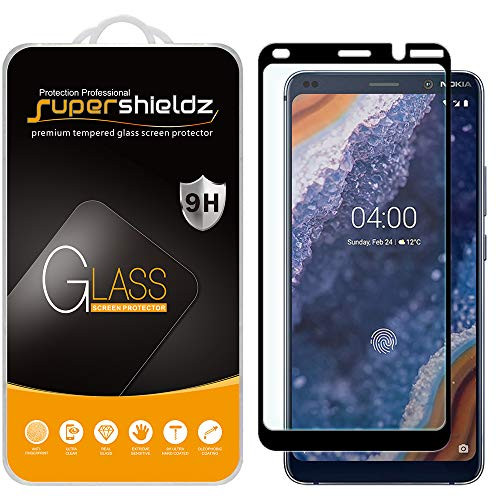 (2 Pack) Supershieldz for Nokia 9 and Nokia 9 PureView Tempered Glass Screen Protector, (Full Screen Coverage) Anti Scratch, Bubble Free (Black)