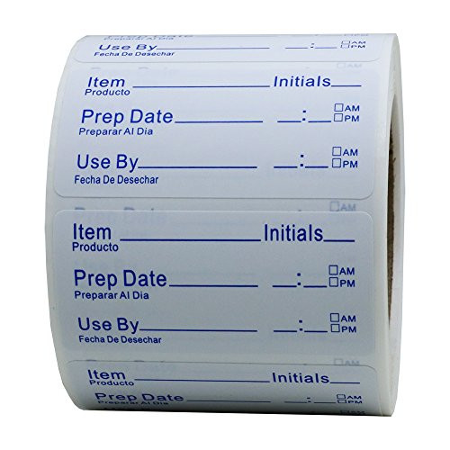 Hybsk 1 x 2 Inch Shelf Life Labels for Food Rotation Use by Food Preparation Stickers Prep Date Total 500 Labels Per Roll