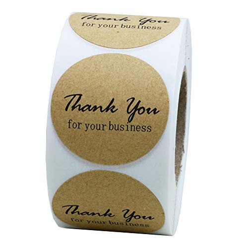 Hybsk Kraft Thank You for Your Business Stickers 1.5" Round Total 500 Labels Per Roll