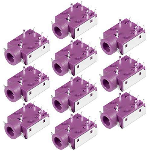 uxcell 10Pcs PCB Mount 3.5mm 6 Pin Socket Headphone Stereo Jack Audio Video Connector Pink PJ343B