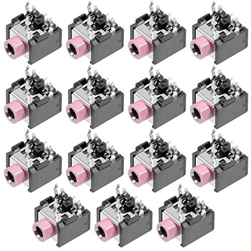 uxcell 15Pcs PCB Mount 3.5mm 5 Pin Socket Headphone Stereo Jack Audio Video Connector Pink PJ306