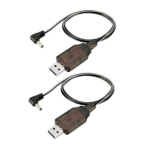 uxcell 2pcs USB Charger Cable 3.5mm DC Elbow for RC 4.8V 250mA Ni-MH Ni-CD Battery