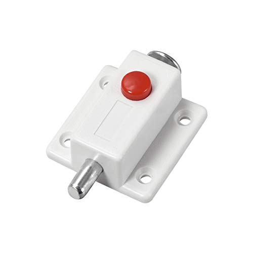 uxcell Door Bolt Lock, 2-inch Plastic Sliding Barrel Keyless Latch with Switch Button White
