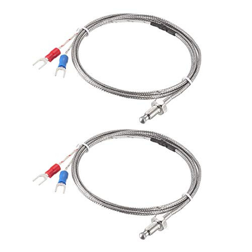 uxcell K-Type Thermocouple Temperature Sensors M6 Thread Probe with 1M/3.3Ft Wire 2pcs