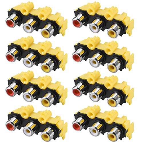 uxcell PCB Panel Mount Triple RCA Socket Female Jack Audio Video AV Connector Red White Yellow 8Pcs