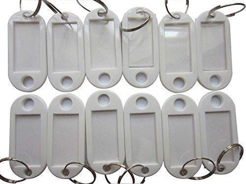 Key Tags Id Labels - LeBeila Plastic Keys Tag Split Ring Keyring Keychains 100 Bulk Fobs Identifiers For Name Cards, Luggage With Label Window (100pcs, White)