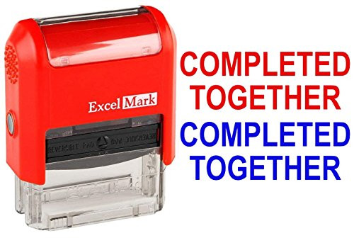 Completed Together - ExcelMark Self-Inking Two-Color Rubber Teacher Stamp - Perfect for Grading Homework - Red and Blue Ink