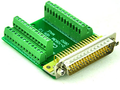 Electronics-Salon Slim Right Angle D'SUB DB50 Male Header Breakout Board Module, Terminal Block DSUB Connector.