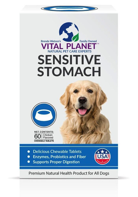 Vital Planet Sensitive Stomach for Dogs - Natural Support for Optimum Digestive Health in Dogs - 60 Chewable tablets