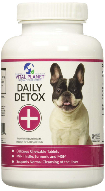 Vital Planet Daily Detox for Dogs - Natural Liver and Kidney Support for Dogs - 60 Chewable Tablets
