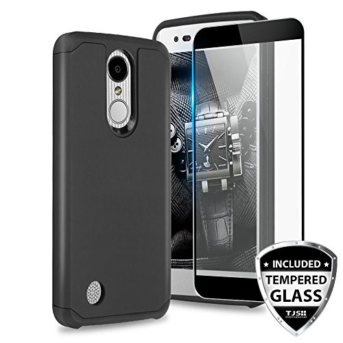 TJS Galaxy J3 2018/J3 V 2018/J337/Express Prime 3/J3 Star/J3 Orbit/J3 Achieve/J3 Prime 2/Amp Prime 3/Sol 3 Case, with [Full Coverage Tempered Glass Screen Protector] Hybrid Shockproof Case (Black)