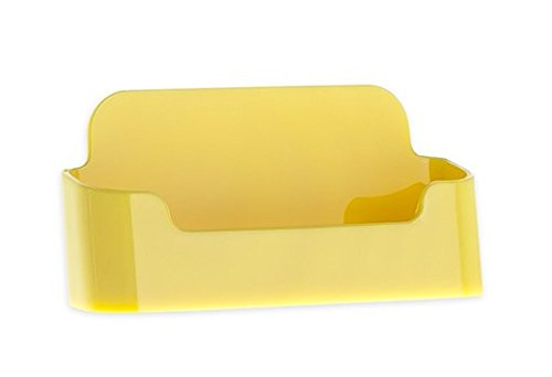 Source One Premium Clear Acrylic Business Card Holders Stands (1 Pack, Yellow)