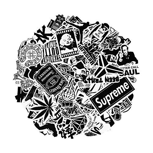 Black Stickers [100 pcs], Breezypals Laptop Stickers Car Motorcycle Bicycle Luggage Decal Graffiti Patches Skateboard Stickers for Laptop - No-Duplicate Sticker Pack
