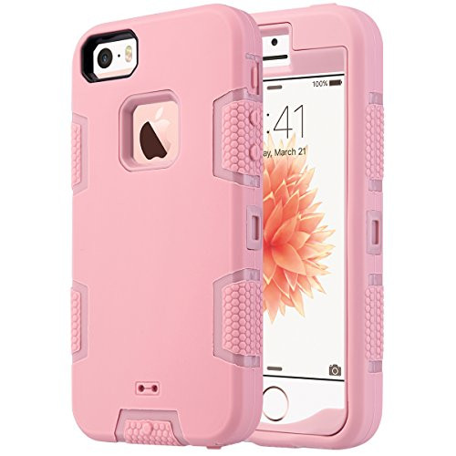 ULAK iPhone 5S Case, iPhone 5 Case,iPhone SE Case, Knox Armor Heavy Duty Shockproof Sport Rugged Drop Resistant Dustproof Protective Case Cover for Apple iPhone 5 5S SE -Rose Gold