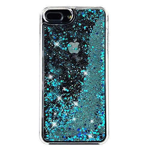 uCOLOR Case Compatible for iPhone 7 Plus /8 Plus,iPhone 6S Plus/6 Plus Case (5.5") Turquoise Blue Green Glitter Sparkle Liquid Waterfall Clear Protective Case for iPhone 7 Plus/8 Plus/6s Plus/6 Plus
