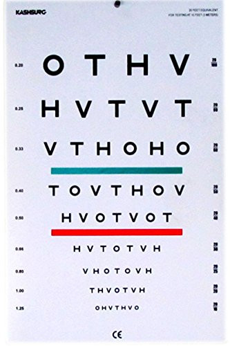 HOTV Ophthometric Chart with Red/Geen Lines 10 Ft