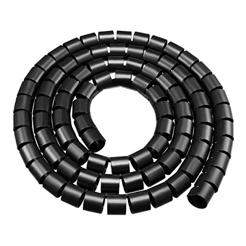 uxcell 16mm Flexible Spiral Tube Cable Wire Wrap Computer Manage Cord Black 2M
