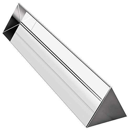 Crystal 6" Optical Glass Triangular Prism, Crystal Rainbow Maker for Teaching Light Spectrum Physics or Photography