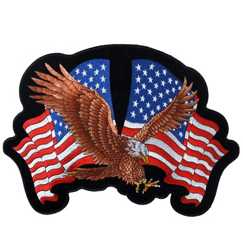 Hot Leathers Eagle 2 Flags Patch (12" Width x 8" Height)