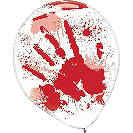 Amscan Blood-Splattered Clear Latex Balloons | 18 Count (Single Pack) | Great for Haunted Asylum Theme, Halloween Party Decoration