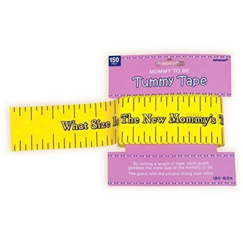 Amscan Delightful Tummy Measure Game Baby Shower Party Novelty Favors, 2in x 150ft, Yellow (2-Pack)