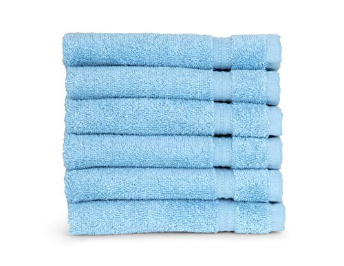TowelSelections Sunshine Collection Soft Towels 100% Turkish Cotton 6 Washcloths Sky Blue