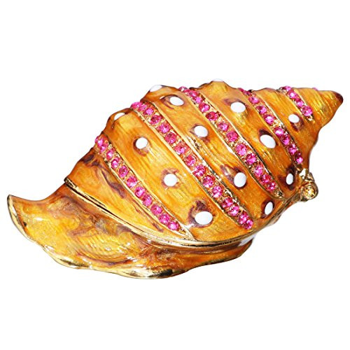 Waltz&F Yellow Conch Trinket Box Hinged Hand-painted Figurine Collectible Ring Holder