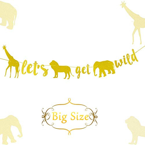 JeVenis Lets Get Wild Banner Get Wild Letter Banner Let's Get Wild Sign Jungle Theme Banner Safari Birthday Decoration Safari Party Sign Wild Things Birthday Decorations Safari Birthday Party Signs