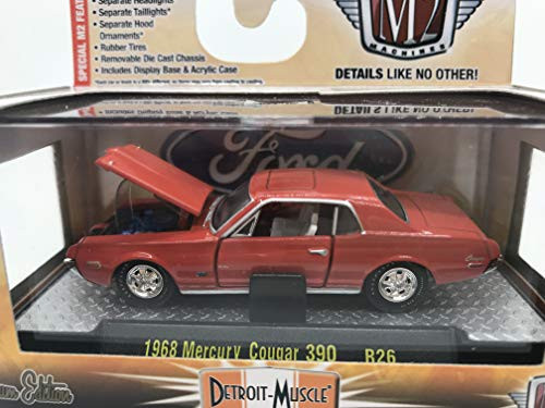 M2 Machines Detroit-Muscle 1968 Mercury Cougar 390 1:64 Scale R26 14-32 Red Details Like NO Other!