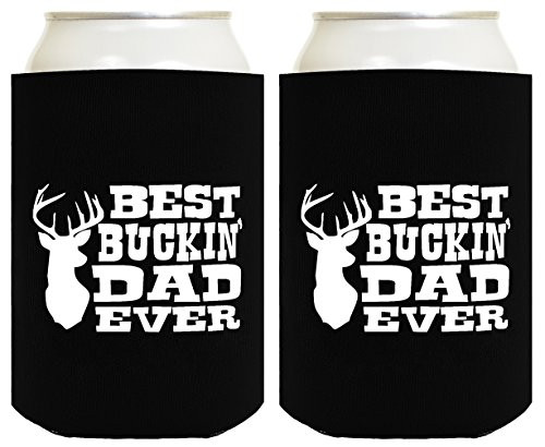 Funny Beer Coolie Best Buckin' Dad Father's Day Gift for Dad 2 Pack Can Drink Coolers Coolies Black Funny Beer Coolie Best Buckin' Dad Father's Day Gift for Dad 2 Pack Can Drink Coolers Coolies Black