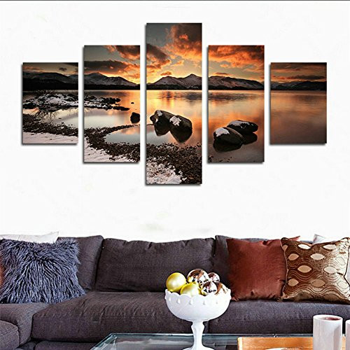 H.COZY 5 Piece Modern Mural Paintings Oil Paintings Decoration of Modular Image Decoration Canvas Painting Living Room (No Frame) Unframed far137 50 inch x30 inch