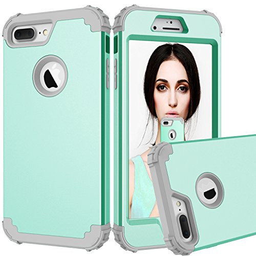 MAXCURY iPhone 7 Plus Case, (Heavy Duty) Three Layer Hybrid Sturdy Armor High Impact Resistant Protective Cover Case for iPhone 7 Plus in 5.5 inch (Mint/Light Grey, iPhone 7 Plus) MAXCURY iPhone 7 Plus Case, (Heavy Duty) Three Layer Hybrid Sturdy Armor High Impact Resistant Protective Cover Case for iPhone 7 Plus in 5.5 inch (Mint/Light Grey, iPhone 7 Plus)