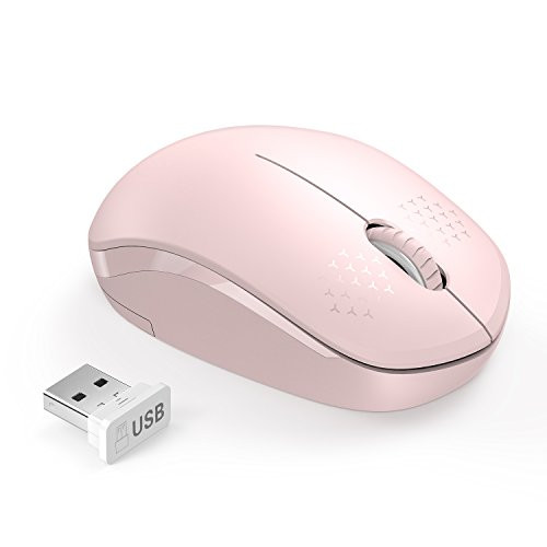 [Upgrade] Wireless Mouse, 2.4G Noiseless Mouse with USB Receiver - seenda Portable Computer Mice for PC, Tablet, Laptop and Windows/Mac/Linux - Pink