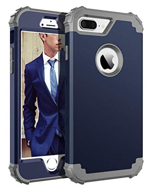 BENTOBEN Case for iPhone 8 Plus/iPhone 7 Plus, 3 in 1 Hybrid Hard PC Soft Rubber Heavy Duty Sturdy Rugged Bumper Shockproof Full-Body Protective Phone Cases for iPhone 7 Plus/8 Plus, Navy Blue/Gray BENTOBEN Case for iPhone 8 Plus/iPhone 7 Plus, 3 in 1 Hybrid Hard PC Soft Rubber Heavy Duty Sturdy Rugged Bumper Shockproof Full-Body Protective Phone Cases for iPhone 7 Plus/8 Plus, Navy Blue/Gray
