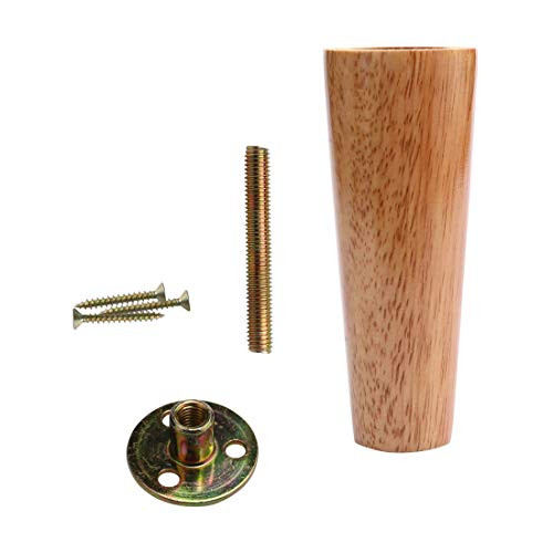 uxcell 6 Inch Round Solid Wood Furniture Legs Sofa Bench Couch Chair Closet Cabinet Feet Replacement Height Adjuster