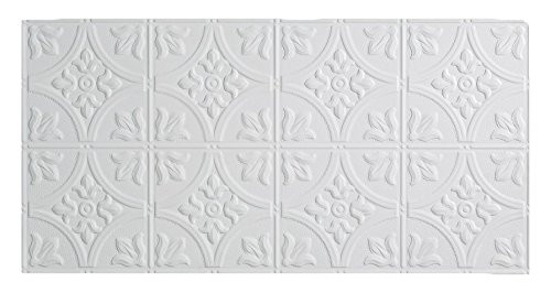 Fasade Easy Installation Traditional 2 Gloss White Glue Up Ceiling Tile / Ceiling Panel (2' x 4' Panel)