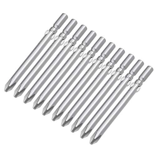 uxcell 10 Pcs 6mm Round Shank 80mm Length 6mm PH2 Phillips Magnetic Screwdriver Bits