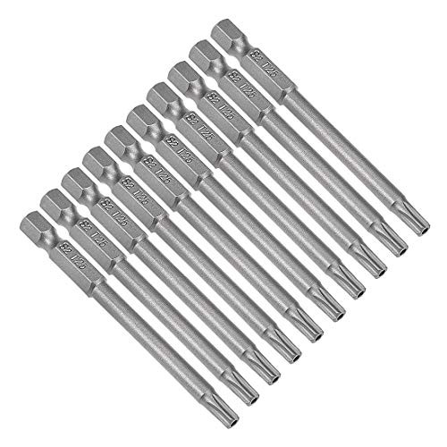 uxcell 10 Pcs 1/4 inches Hex Shank T25 Magnetic Security Torx Screwdriver Bits 75mm Length