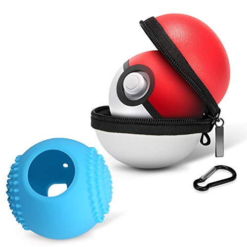 HEYSTOP Protective Case for Nintendo Switch Poke Ball Plus Controller, Accessory Case for Pokémon: Let's Go Pikachu Eevee Game for Nintendo Switch?Carrying case+Blue Silicone case?