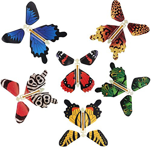 Magic Fairy Flying in The Book Butterfly Rubber Band Powered Wind Up Butterfly Toy Great Surprise Gift (6PC)