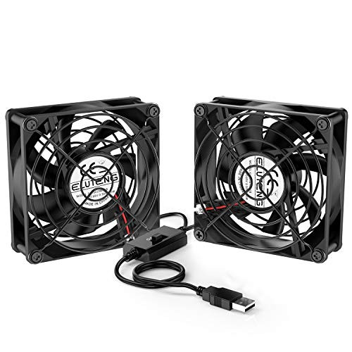 ELUTENG Dual USB Fan 80mm, 3 Speed Adjustable USB Ventilator with 2750RPM 5V Fan for Computer/Laptop/Router/TV Cabinet/DVR/Xbox/Game Console Cooling